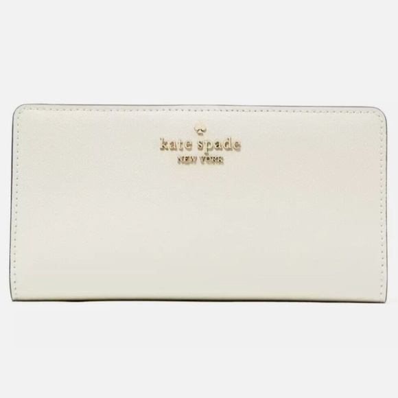 NWT Kate Spade Madison Slim Bifold White Leather Wallet KI366 Meringue White NEW - Picture 1 of 5